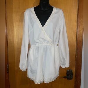 bebe White Lace Trim Romper